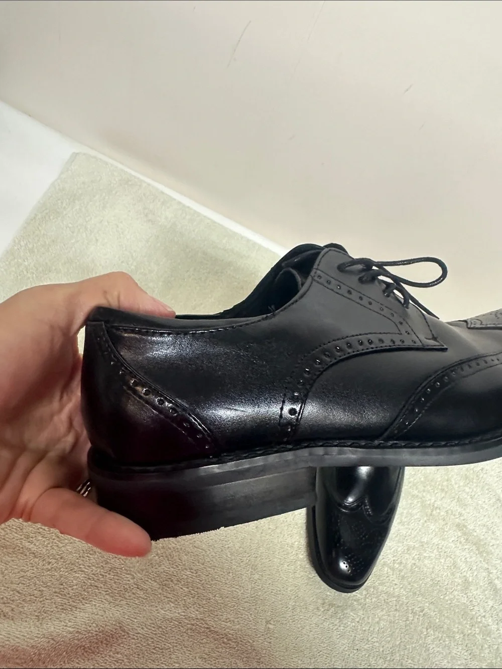 Joseph Abboud Black Leather Wingtip Oxfords